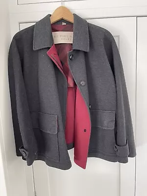 Buy Women Burberry Brit Dark Grey Melange Cape Jacket Coat UK 10 Burberry • 120£