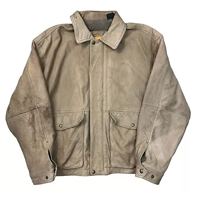 Buy Timberland Weathgear Cowhide Leather Jacket Retro Y2K Brown Mens Medium • 39.99£