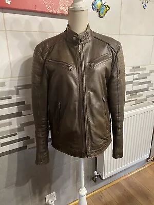 Buy HUDSON COLLECTION 100 Leather Brown Jacket Size Medium  Zip Up VGC • 35£