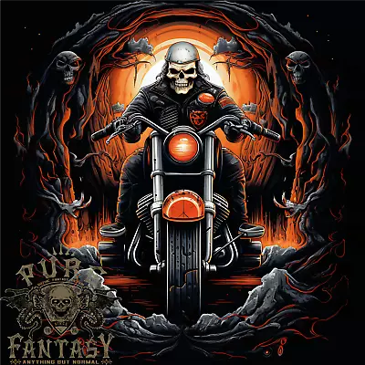 Buy Skull Biker Motorcycle Motorbike Grim Reaper 26 Mens T-Shirt 100% Cotton • 12.75£