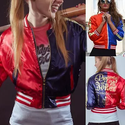 Buy Ladies Harley  Suicide Squad Halloween Cosplay Party Satin Bomber Jacket • 24.95£