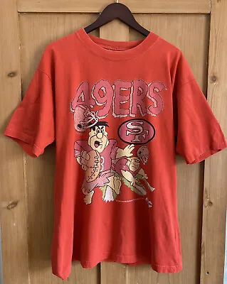 Buy Vintage San Francisco 49ers Flintstones Hanna Barbera T Shirt 90s NFL Very Rare • 39.50£