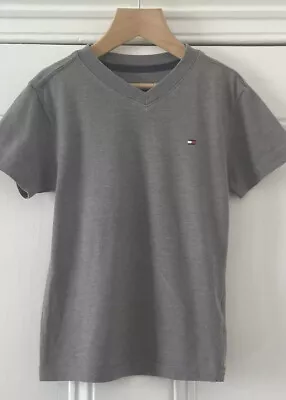 Buy Tommy Hilfiger Boys’ Mid-Grey Logo Short-Sleeved V-Neck T-Shirt 4 Years 104cm • 4.99£