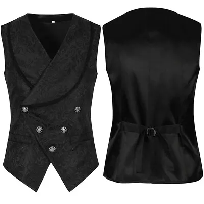 Buy Gothic Steampunk Victorian Cosplay Waistcoat Mens Brocade Tailored Formal • 22.99£