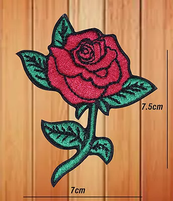 Buy Red Rose Flower Embroidered Biker Patch Iron Or Sew On Applique Badge Logo • 2.99£
