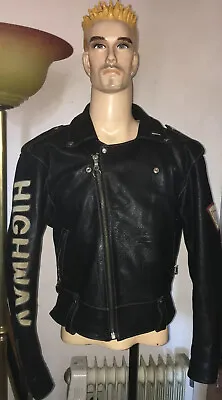 Buy Leather Jacket Perfecto Motorcycle Jacket Louis Leather Highway Size M For Biker • 136.52£