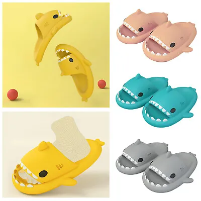 Buy Kid Adult Sharks Thick Sole Slippers,Non-Slip Sandals Family Shoes Slippers -- • 7.99£
