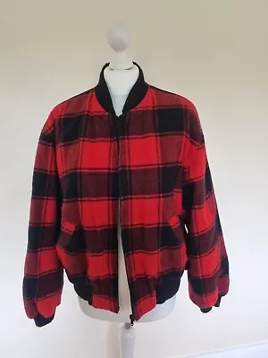 Buy Plaid Mixed Wool Bomber Jacket Lined Size Womens Small • 21.13£