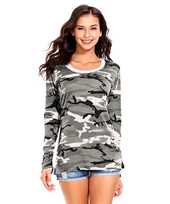 Buy Womens Ladies Camouflage T Shirts Casual Camo Tshirts Army Tee Top Plus Sizes UK • 11.99£