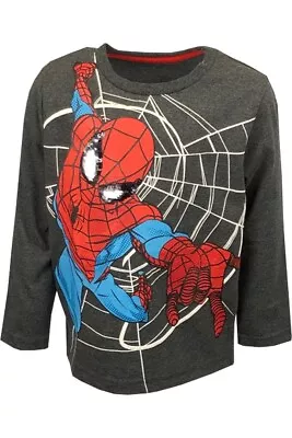 Buy Spiderman Grey Long Sleeved  T-Shirt. • 8.50£
