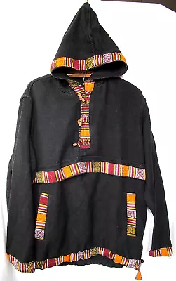Buy Men Nepal Overhead Jacket Smock Black Cotton Hoody Alt Psy Hippie Festival NEPAL • 30£