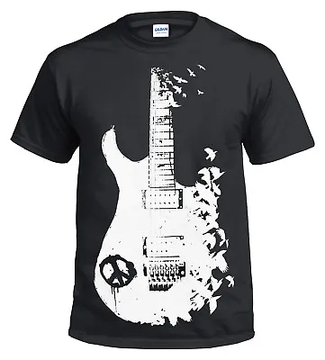 Buy BAND GUITAR BLACK T Shirt/Banksy/Metal/Peace/Music/Crow/Goth/Tattoo/Tee/Gift/Top • 9.99£