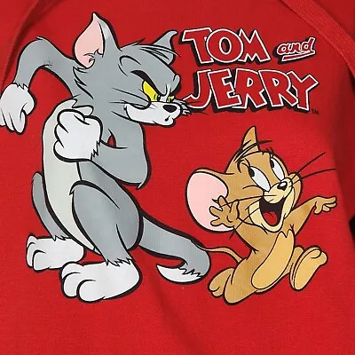 Buy Tom & Jerry  Red Hoodie Logo Cartoons Long Sleeve Women's Medium • 28.95£