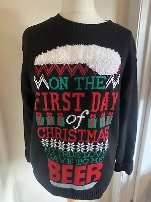 Buy Unisex Christmas Jumper Day Size Medium On The First Day Of ~ My True ~~~Beer. • 12£