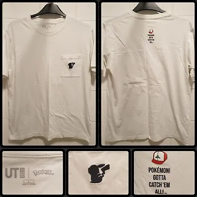 Buy Uniqlo UT UTGP 21 Pokemon Pikachu Embroidered T-Shirt Mens Size Large White Tee • 25.50£