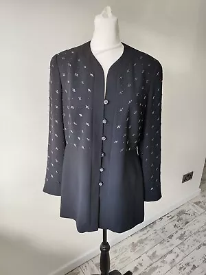Buy Jacques Vert Black Beaded Party Going Out Blazer Size 12 Occasion Smart  • 19.99£