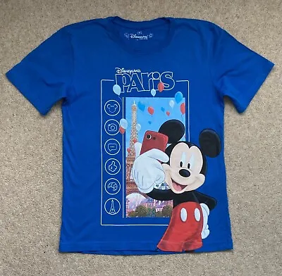 Buy Disneyland Paris Blue T-shirt Mickey Mouse Kids Mickey Taking Selfie Disney Park • 5.99£