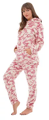 Buy I-Smalls Ladies Pyjama Hoodie Pocket Camouflage Fleece Set • 14.99£