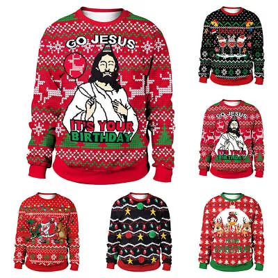 Buy Women Men Christmas Ugly Sweater Jumper Pullover Tops Unisex Creative Sweatshirt • 21.59£