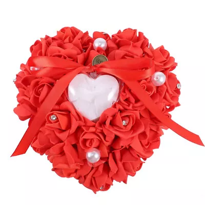 Buy  Red Foam Wedding Heart Ring Pillow Bride Shaped Pocket Bearer • 11.39£