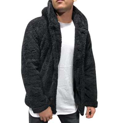 Buy Mens Teddy Bear Fluffy Fleece Cardigan Winter Warm Hooded Jacket Hoodie Coat NEW • 12.34£
