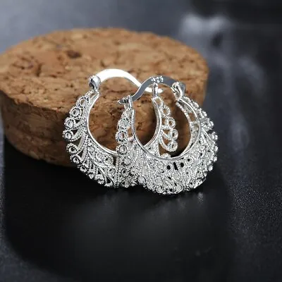 Buy 925 Sterling Silver Earrings For Women Jewelry Trend Hollow Christmas Gifts • 1.80£