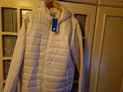 Buy Mens Adidas Originals Padded Hooded Puffer Jacket XL BNWT WONDER WHITE • 44.99£