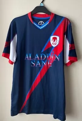 Buy David Bowie Football T Shirt Aladdin Sane Glam Rock Band Merch Tee Size Small • 26.50£