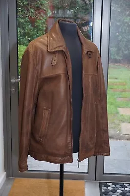 Buy Trapper Dark Brown Mans Leather Jacket 54R Size Clean Condition TORN SHOULDER • 4.99£