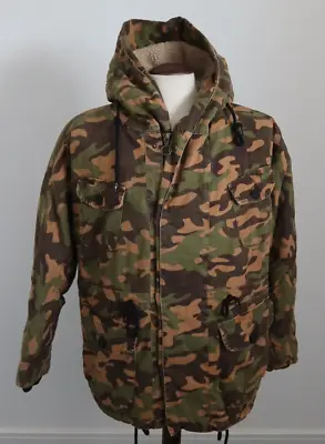 Buy Mens ZARA Green Camouflage Sherpa Lined Parka Jacket - Size Medium • 29.95£