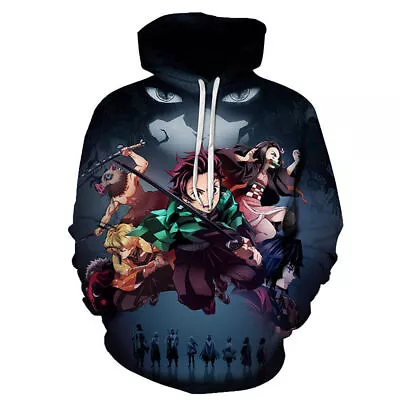 Buy Anime Demon Slayer Hoodies Pullover Sweatshirt Hooded Long Sleeve Tops Men Women • 17.39£