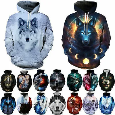 Buy Animal Wolf 3D Print Women's Men's Hoodie Sweatshirt Pullover Tops Jumper • 19.31£