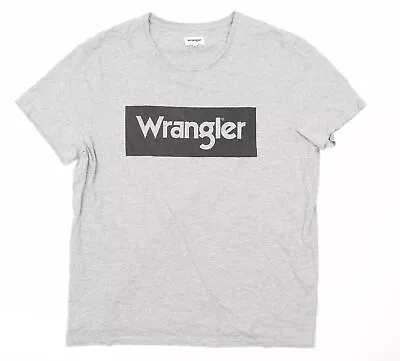 Buy Wrangler Mens Grey Cotton T-Shirt Size XL Round Neck • 8.25£