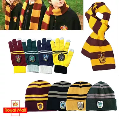 Buy  Harry Potter Beanie Hat Scarf Glove Gryffindor Slytherin Ravenclaw Hufflepuff • 7.78£