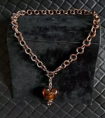 Buy Handmade Jewellery Choker Collar Amber Colour Heart Steam Punk Chain Maille Alt • 20£