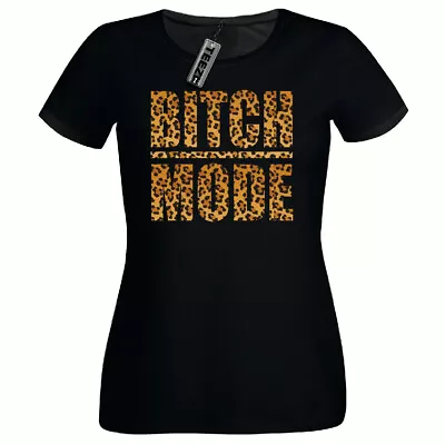Buy Bitch Mode T Shirt, Ladies Fitted T Shirt, Women's Leopard Print Slogan T Shirts • 9.50£
