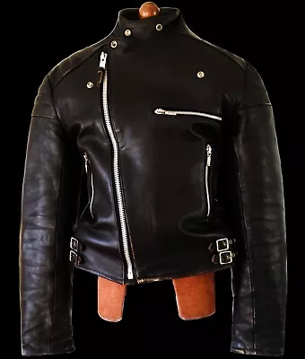 Buy MASCOT Leather Motorcycle Biker Cafe Racer Motorbike Brando Rider Coat Jacket Lg • 0.99£