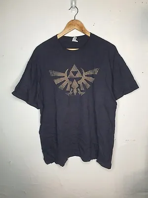 Buy Legend Of Zelda Shirt Mens SIZE XL Black Tri Force Ocarina Of Time 2005 • 22.06£