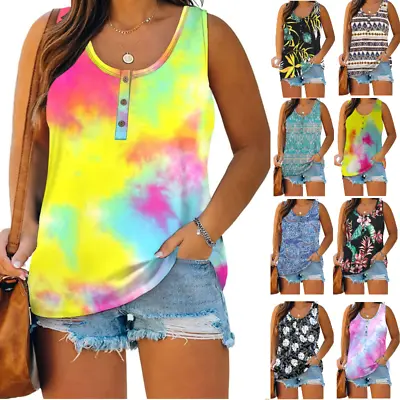 Buy Womens Sleeveless Vest Tops Ladies Summer Casual T-Shirt Tank Blouse Plus Size • 5.99£
