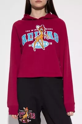 Buy Adidas Originals X Disney Bambi Hoodie Sweatshirt Cropped HE6875 Burgundy Size 6 • 44.99£