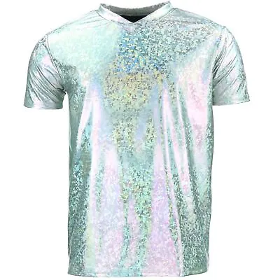 Buy T-Shirt Shiny GOLD SILVER Mermaid Scales Festival Party Metallic Sparkling • 17.90£