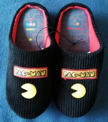 Buy PAC-MAN Mens Slippers Black Size 9-10/EU43-44 Brand New With Tags  • 14£