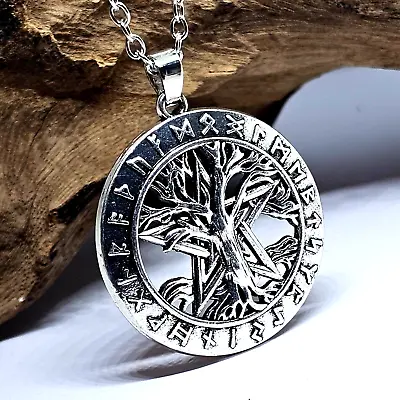 Buy Pentacle Tree Of Life Necklace Pendant Chain Necklace Rune Pagan Wicca Jewellery • 5.95£