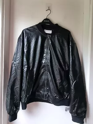 Buy Asos Design Mens Snake Effect Oversized Faux Leather Black Zip Jacket Size M • 29.99£