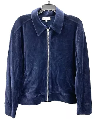 Buy Madewell Texture & Thread Jacket Womens Small Blue Velour Corduroy Zip Bomber • 25.75£