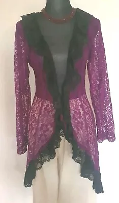 Buy Gorgeous Gypsy Lace Purple  Black Holy Clothing Frill Hippie Bohemien Jacket • 118.02£