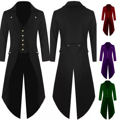 Buy New Mens Black Steampunk Jacket Gothic Victorian Coat • 18.99£