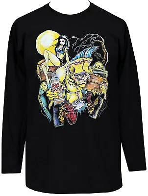 Buy Mens Psychobilly Long Sleeve Top Beer Hooligan Frankenstein Monster Creepers  • 22.95£