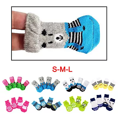 Buy 4pcs Pet Dog Puppy Cat Shoes Slippers Non-Slip Socks  Indoor For Small Dogs And • 5.74£