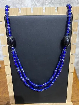 Buy Vintage/modern Costume Jewellery EAST Cool Blue Beaded Necklace  JW625 • 12.99£